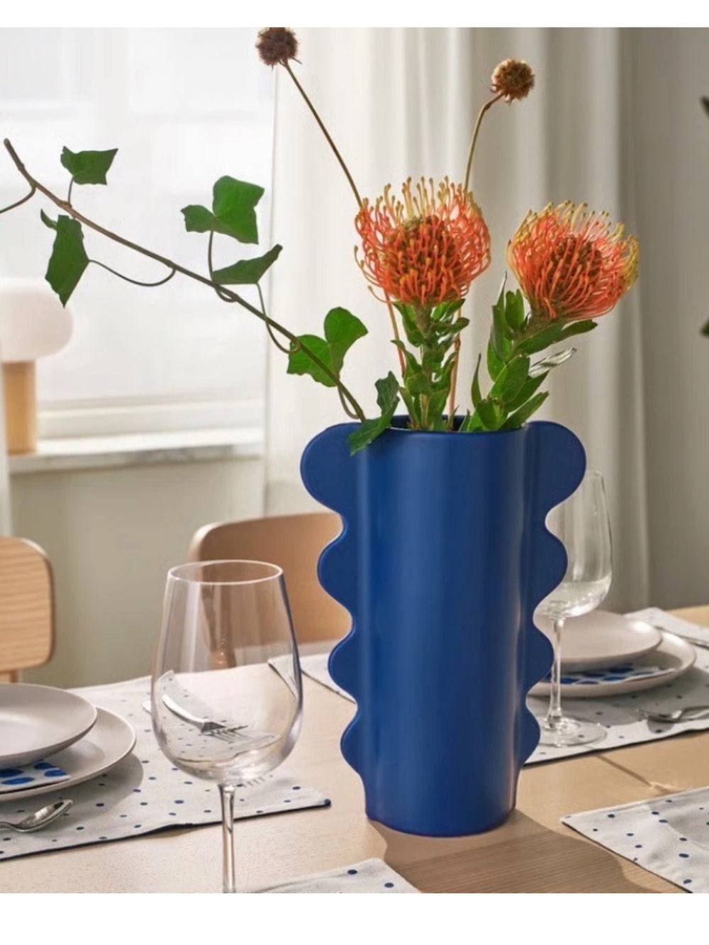 Ikea DOFTBRÄKEN dark blue stoneware vase